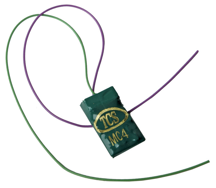 MC4A 4-Function DCC Decoder - Control Only -- No Harness, Use 7-Pin JST Male (Not Included) - .420 x .723 x .191"
