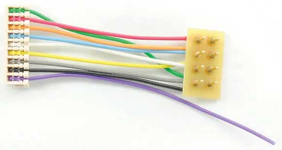 DCC Decoder Harness -- T-1"R NMRA 8-Pin Plug Rotated 180 Degrees, 1" 2.54cm Wires T Series Harnes