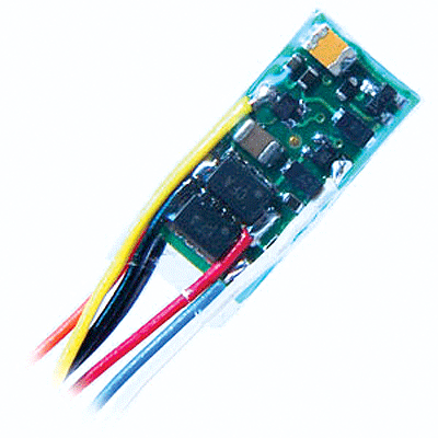 Z2P-1" 2-Function DCC Decoder -- 1" 2.54cm Harness & NMRA 8-Pin Plug .245 x .525 x .11"  6.22 x 13.34 x 2.7