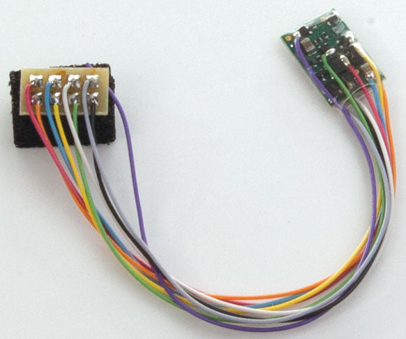 M4P-5" R 1 Amp, 4 Function DCC Decoder - Control Only -- With 5"  12.7cm Harness, NMRA 8-Pin Plug, Plug in Reverse Orientation