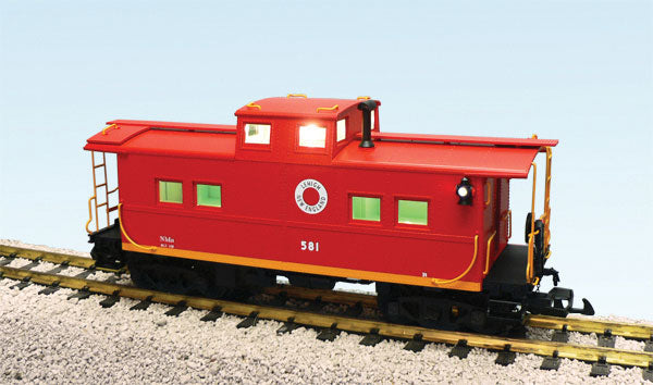 Ultimate Series Center-Cupola Steel Caboose w/Lights & Smoke - Ready to Run -- Lehigh & New England (red, yellow)