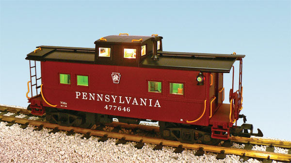 Ultimate Series Center-Cupola Steel Caboose w/Lights & Smoke - Ready to Run -- Pennsylvania Railroad (brown, black, Small Shadow Keystone)