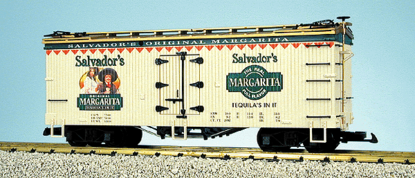 Wood Refrigerator Car w/Trussrod Underframe -- Salvador's Margarita (cream, green, gold)