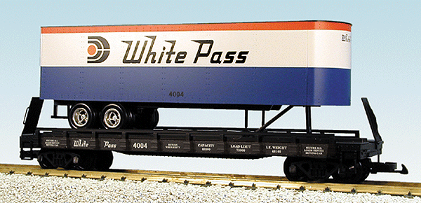 American Series - Piggyback Flat w/Trailer -- White Pass & Yukon (red, blue)