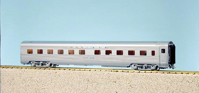 Corrugated Aluminum Sleeper Lighted w/Full Interior & Figures -- Santa Fe "Super Chief" #1 (Stainless Steel)