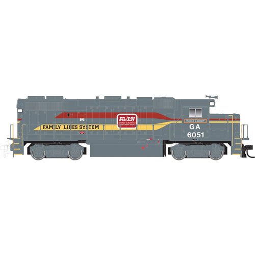 EMD GP38-2 w/Sound & DCC - Gold -- Family Lines/GA Franklin M. Garrett #6051 (gray, red, yellow)