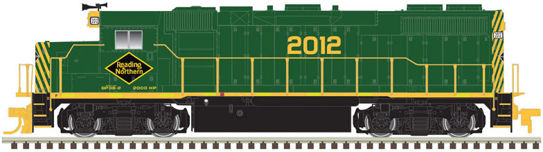 EMD GP38-2 - Sound and DCC - Gold -- Reading & Northern 2012 (green, yellow)