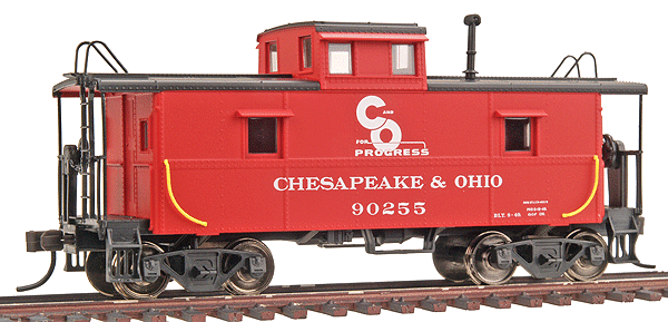 Atlas HO Trainman(TM) C&O-Style Center Cupola Caboose -- Chesapeake & Ohio #90255 (red, white, black)