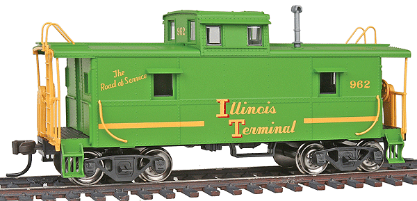 Trainman(R) C&O-Style Steel Center-Cupola Caboose - Ready to Run -- Illinois Terminal #962 (green, yellow)