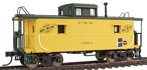 Atlas HO Trainman(TM) C&O-Style Center Cupola Caboose -- Chicago & North Western #10804 (yellow, green)