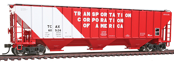 Trainman(R) Thrall 4750 3-Bay Covered Hopper - Ready to Run -- Transportation Corp. of America TCAX #60526 (red, white Sash)