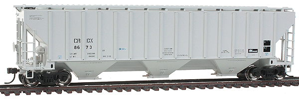 Trainman(R) Thrall 4750 3-Bay Covered Hopper - Ready to Run -- Chicago Freight Car Leasing #8673 (gray, No Logo)