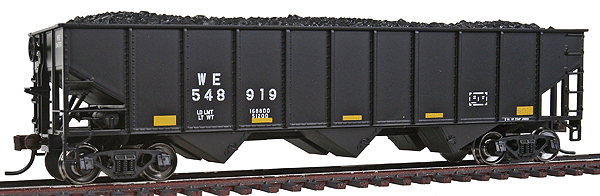 Trainman(R) AAR 70-Ton 3-Bay Open Hopper - Ready to Run -- Wheeling & Lake Erie (Modern) #548919 (black, yellow Conspicuity Stripes)
