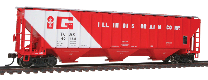 Thrall 4750 3-Bay Covered Hopper - Ready to Run -- Illinois Grain Corporation TCAX #60158 (red, white, Large Logo)