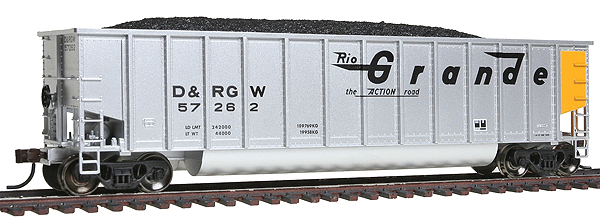 Aluminum Coal Gondola - Ready to Run -- Denver & Rio Grande Western #57262 (Fantasy, silver, yellow, Flying Grande)