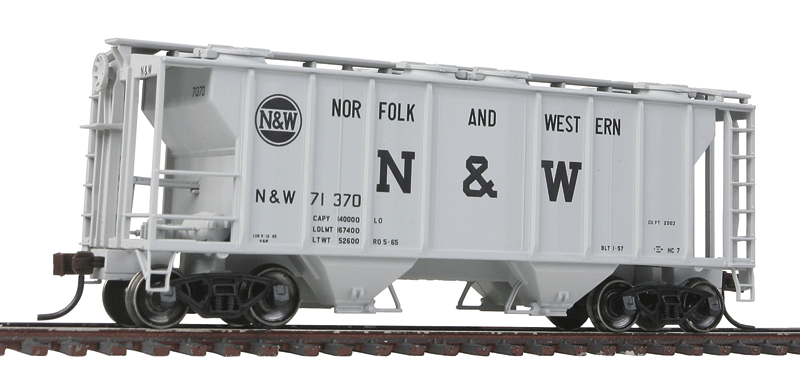 PS-2 Covered Hopper - Ready to Run -- Norfolk & Western #71370 (gray, black, Large N&W, Hamburger Logo)