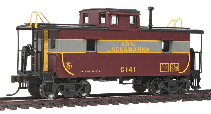 C&O-Style Steel Center-Cupola Caboose - Ready to Run -- Erie-Lackawanna #C141 (gray, maroon, yellow)