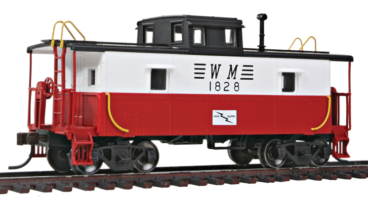 C&O-Style Steel Center-Cupola Caboose - Ready to Run -- Western Maryland #1828 (red, white, black)