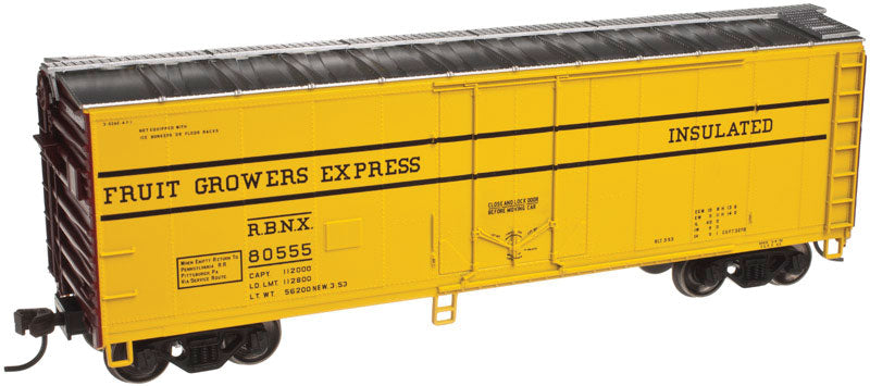 40' Plug-Door Boxcar - Ready to Run - Ready to Run -- Fruit Growers Express RBNX #80726 (yellow, silver, Boxcar Red, black)