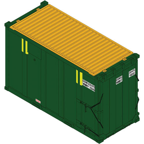 20' High Cube Trash Container 4-Pack - Ready to Run -- DSWU Set #2 (green, yellow)