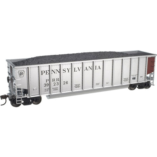 Aluminum Coal Gondola w/Load - Ready to Run -- Pennsylvania Railroad #392058 (Fantasy Scheme, aluminum, Tuscan, black)