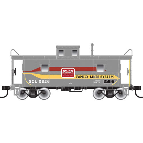 C&O-Style Steel Center-Cupola Caboose - Ready to Run -- Family Lines SCL #0826 (gray, red, yellow)