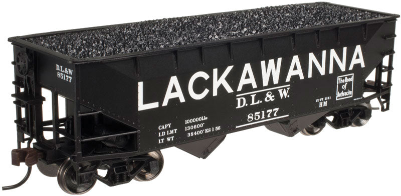 2-Bay Offset-Side Hopper w/Flat Ends - Ready to Run -- Delaware, Lackawanna & Western #85177 (black,Billboard Lettering)