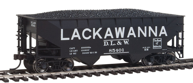 2-Bay Offset-Side Hopper w/Flat Ends - Ready to Run -- Delaware, Lackawanna & Western #85401 (black,Billboard Lettering)