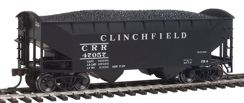 2-Bay Offset-Side Hopper w/Round Ends - Ready to Run -- Clinchfield #47057 (black)