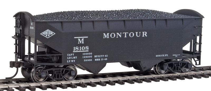 2-Bay Offset-Side Hopper w/Round Ends - Ready to Run -- Montour #18108 (black)