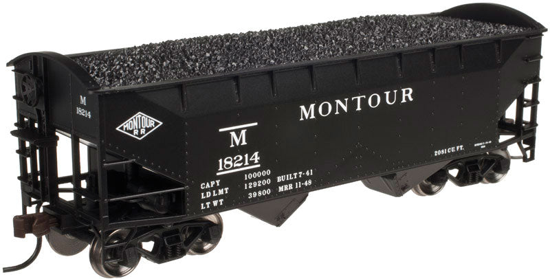 2-Bay Offset-Side Hopper w/Round Ends - Ready to Run -- Montour #18214 (black)