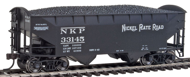 2-Bay Offset-Side Hopper w/Round Ends - Ready to Run -- Nickel Plate Road #33145 (black)