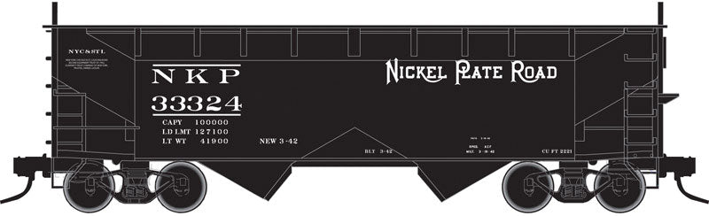 2-Bay Offset-Side Hopper w/Round Ends 3-Pack - Ready to Run -- Nickel Plate Road #33104, 33178, 33261 (black)
