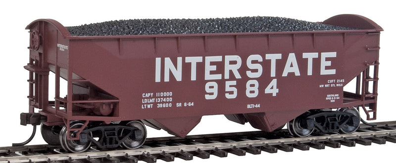 2-Bay Offset-Side Hopper w/Round Ends - Ready to Run -- Interstate #9584 (Boxcar Red)