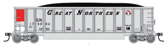 Aluminum Coal Gondola - Ready to Run -- Great Northern #175002 (Fantasy Scheme, aluminum, red, Slanted Lettering)