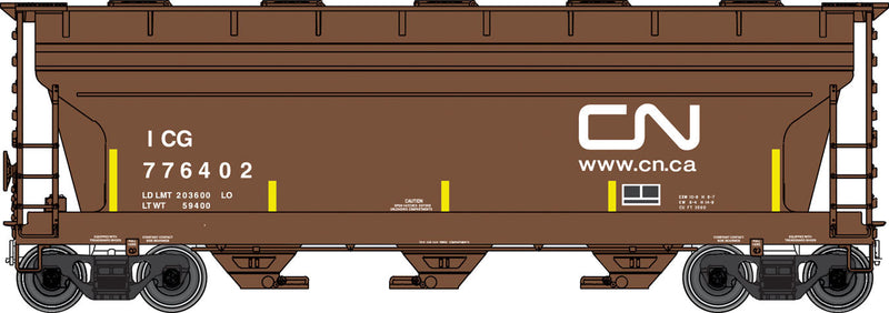 ACF 3560 Covered Hopper - Ready to Run -- Canadian National ICG #776404 (Boxcar Red, white, Website Noodle Logo)