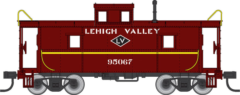 C&O-Style Steel Center-Cupola Caboose - Ready to Run -- Lehigh Valley #95016 (Boxcar Red, yellow, Black Diamond Logo)