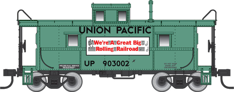 C&O-Style Steel Center-Cupola Caboose - Ready to Run -- Union Pacific #903002 (MOW green)