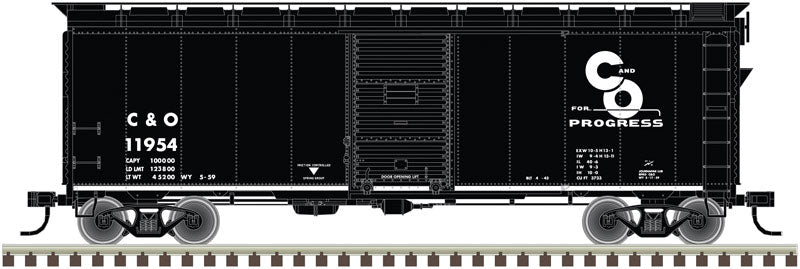 1937 AAR 40' Boxcar - Kit -- Chesapeake & Ohio #11954 (black, white, Progress Logo)