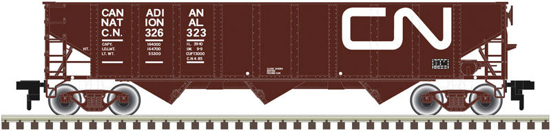 AAR 70-Ton 9-Panel 3-Bay Open Hopper w/Standard Ends 3-Pack - Ready to Run -- Canadian National #326323, 326334, 326415 (Boxcar Red, Large Noodle Logo)