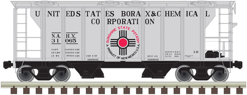 PS-2 2-Bay Covered Hopper - Ready to Run -- U.S. Borax & Chemical NAHX #31062 (gray, red, black)