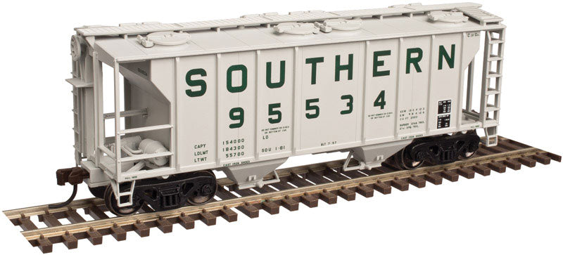 PS-2 2-Bay Covered Hopper - Ready to Run -- Southern Railway #95515 (gray, green Billboard Lettering)
