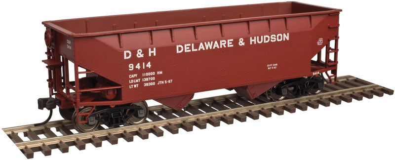 2-Bay Offset-Side Hopper w/Flat Ends - Ready to Run -- Delaware & Hudson #9612 (Boxcar Red)