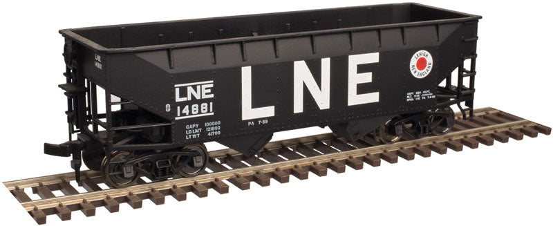 2-Bay Offset-Side Hopper w/Flat Ends - Ready to Run -- Lehigh & New England #14418 (black, Billboard LNE, Fried Egg Logo)