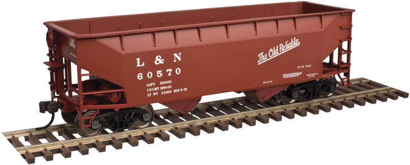 2-Bay Offset-Side Hopper w/Flat Ends 3-Pack- Ready to Run -- Louisville & Nashville #60512, 60606, 60674 (Boxcar Red, Old Reliable Slogan