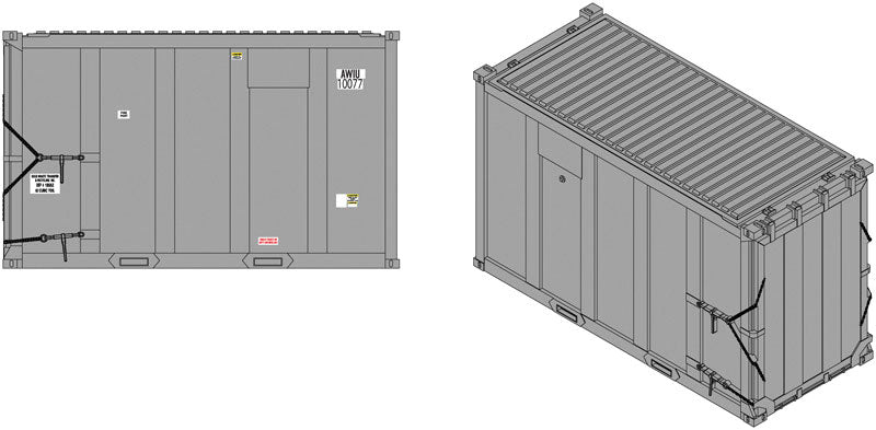 20' High-Cube MSW Trash Container 4-Pack - Ready to Run -- AWIU Set #2 (10000 Series, gray)