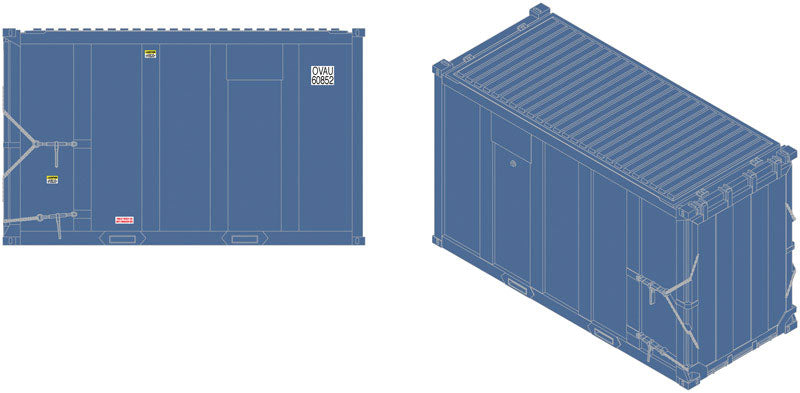 20' High-Cube MSW Trash Container 4-Pack - Ready to Run -- OVAU Set #2 (blue)