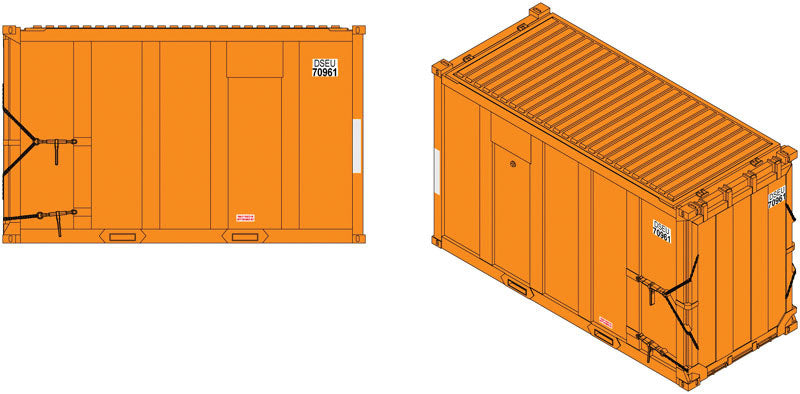 20' High-Cube MSW Trash Container 4-Pack - Ready to Run -- DSEU Set #8 (orange)