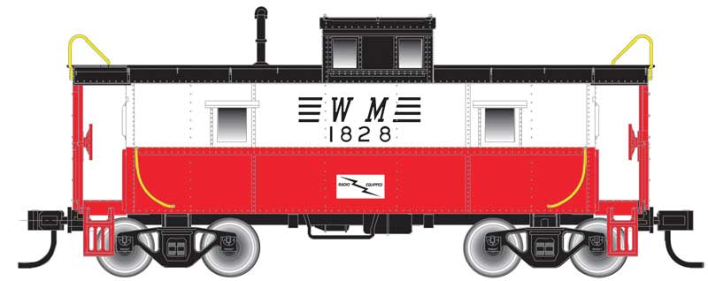 C&O-Style Steel Center-Cupola Caboose - Ready to Run -- Western Maryland 1850 (Circus, white, red, black)