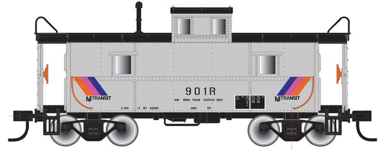 C&O-Style Steel Center-Cupola Caboose - Ready to Run -- New Jersey Transit #902 (silver, black, magenta, orange, blue)